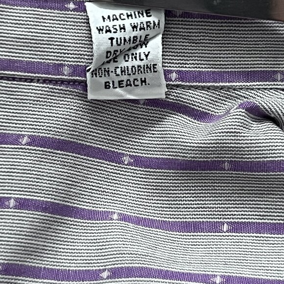 V2 by Versace Men's Buttoned-down Shirt, 15.5 R, Preppy, Gray/Purple Stripes - Picture 5 of 7